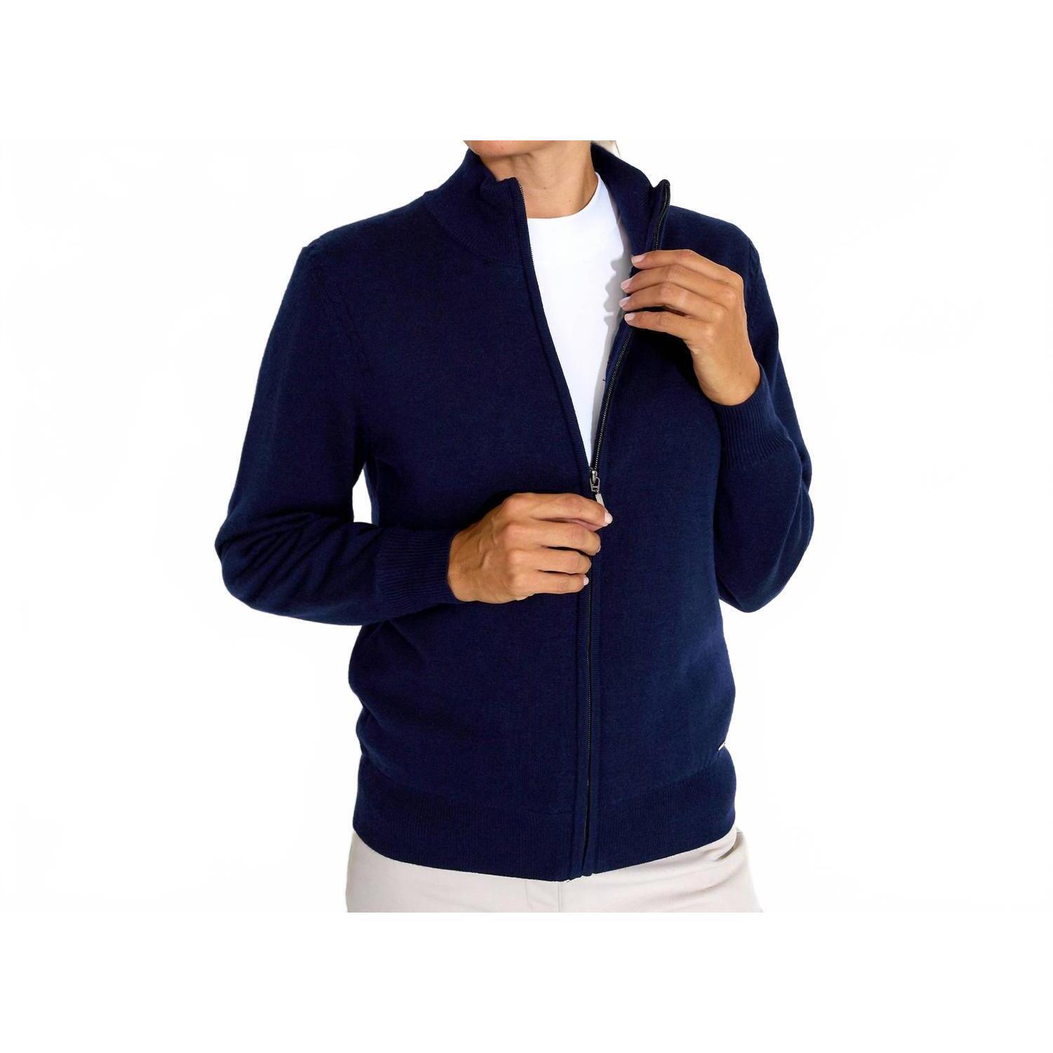 New Abacus Sportswear Us Lds Liffin Knitted Windstopper Cardigan In Navy